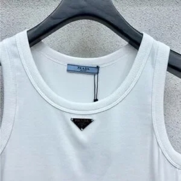 Prada White Fitted Cut Out Tank Top - Picture 2 of 3